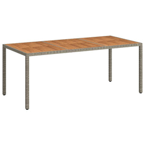 Gartentisch 190x90x75 cm Poly Rattan und Akazienholz Grau