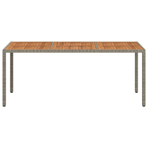 Gartentisch 190x90x75 cm Poly Rattan und Akazienholz Grau