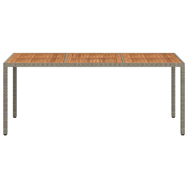 Gartentisch 190x90x75 cm Poly Rattan und Akazienholz Grau