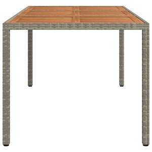 Gartentisch 190x90x75 cm Poly Rattan und Akazienholz Grau