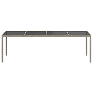 Gartentisch Grau 250x100x75 cm Hartglas und Poly Rattan