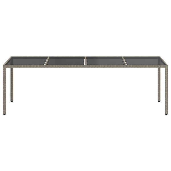 Gartentisch Grau 250x100x75 cm Hartglas und Poly Rattan