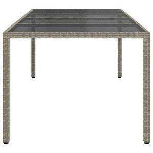 Gartentisch Grau 250x100x75 cm Hartglas und Poly Rattan