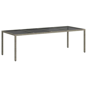 Gartentisch Grau 250x100x75 cm Hartglas und Poly Rattan