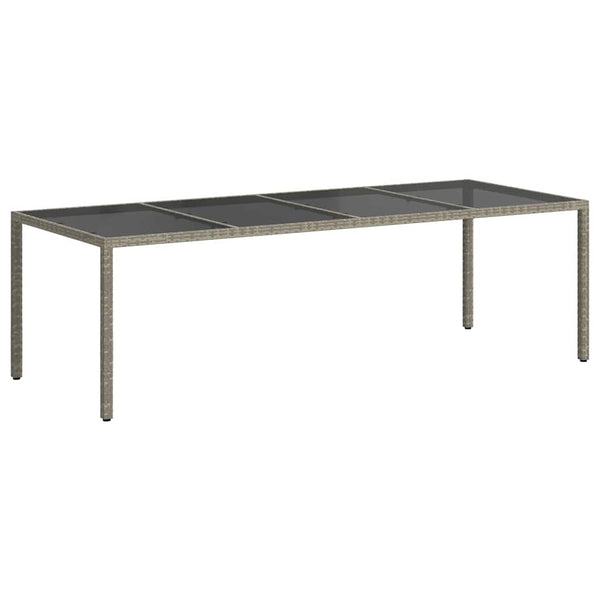 Gartentisch Grau 250x100x75 cm Hartglas und Poly Rattan