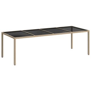 Gartentisch Beige 250x100x75 cm Hartglas und Poly Rattan