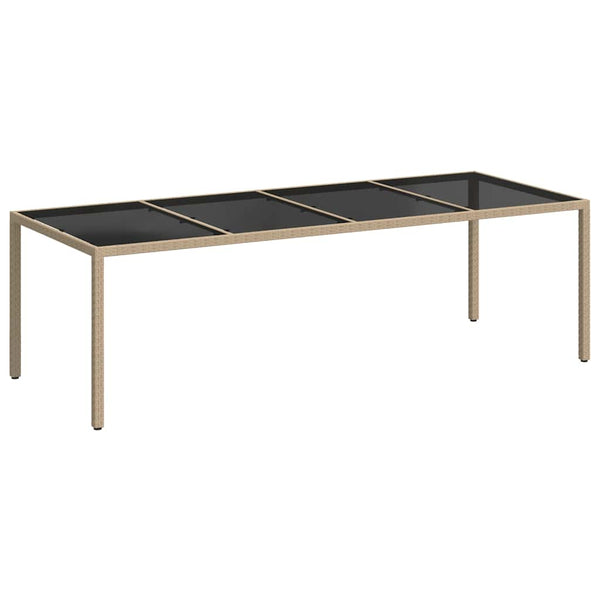 Gartentisch Beige 250x100x75 cm Hartglas und Poly Rattan