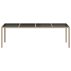 Gartentisch Beige 250x100x75 cm Hartglas und Poly Rattan