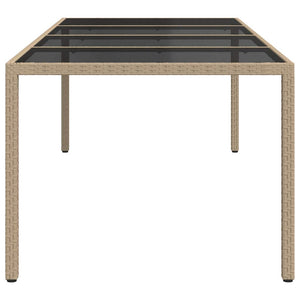 Gartentisch Beige 250x100x75 cm Hartglas und Poly Rattan