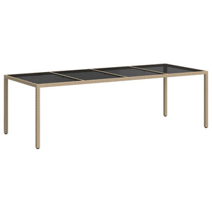 Gartentisch Beige 250x100x75 cm Hartglas und Poly Rattan