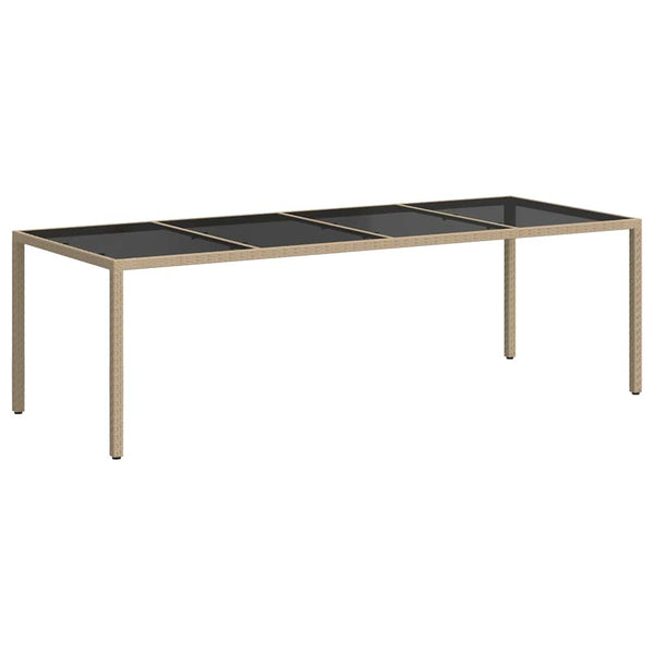 Gartentisch Beige 250x100x75 cm Hartglas und Poly Rattan