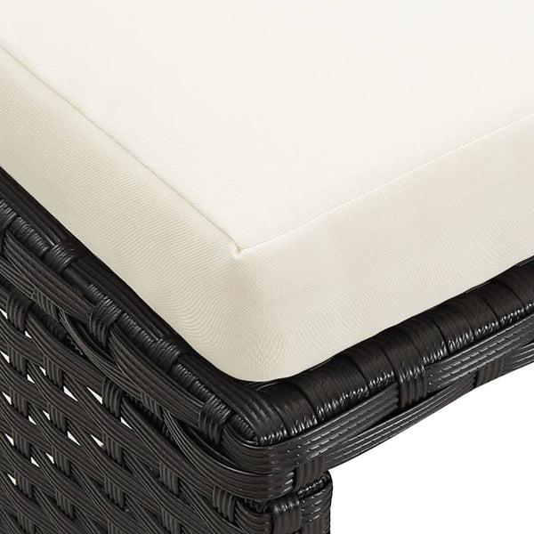 4-tlg. Gartenstuhl und Hocker Set Poly Rattan Schwarz