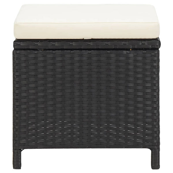 4-tlg. Gartenstuhl und Hocker Set Poly Rattan Schwarz