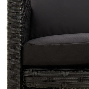 4-tlg. Gartenstuhl und Hocker Set Poly Rattan Schwarz