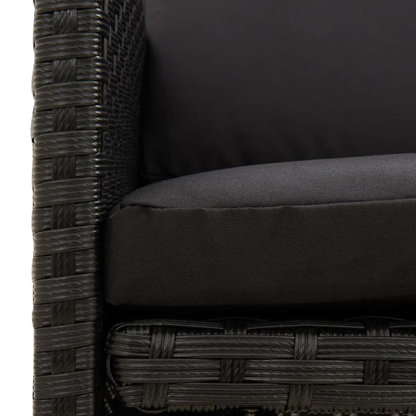 4-tlg. Gartenstuhl und Hocker Set Poly Rattan Schwarz