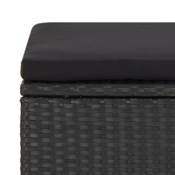 4-tlg. Gartenstuhl und Hocker Set Poly Rattan Schwarz