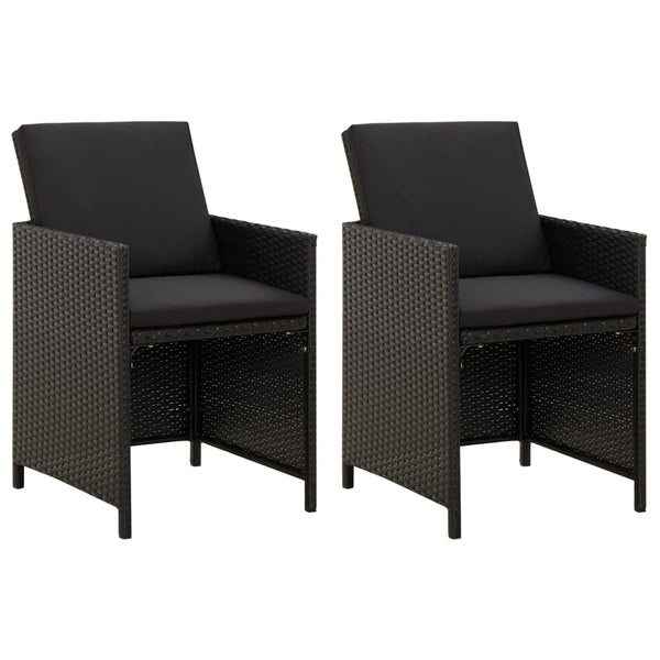 4-tlg. Gartenstuhl und Hocker Set Poly Rattan Schwarz