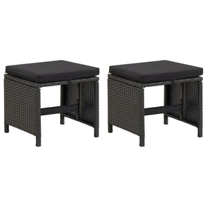 4-tlg. Gartenstuhl und Hocker Set Poly Rattan Schwarz