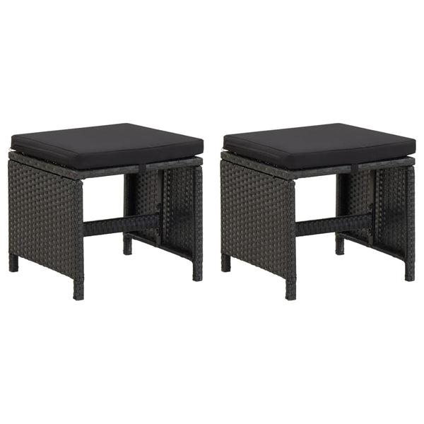4-tlg. Gartenstuhl und Hocker Set Poly Rattan Schwarz