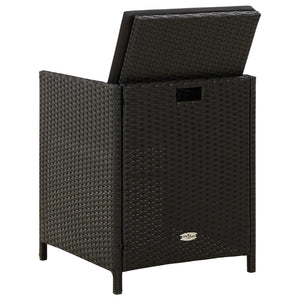 4-tlg. Gartenstuhl und Hocker Set Poly Rattan Schwarz