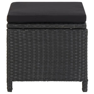 4-tlg. Gartenstuhl und Hocker Set Poly Rattan Schwarz