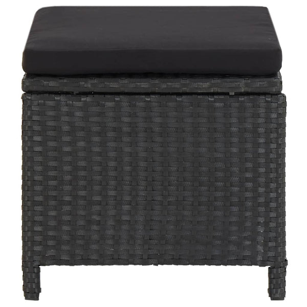 4-tlg. Gartenstuhl und Hocker Set Poly Rattan Schwarz