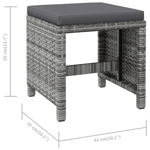 4-tlg. Gartenstuhl und Hocker Set Poly Rattan Grau