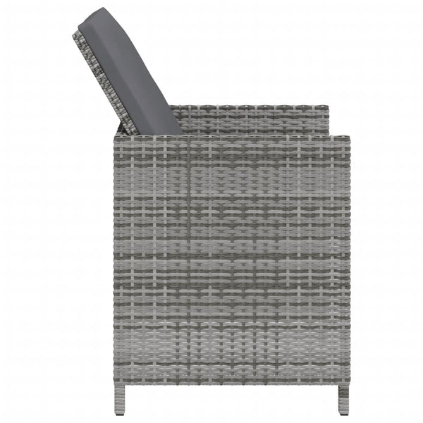 4-tlg. Gartenstuhl und Hocker Set Poly Rattan Grau