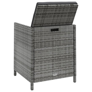 4-tlg. Gartenstuhl und Hocker Set Poly Rattan Grau