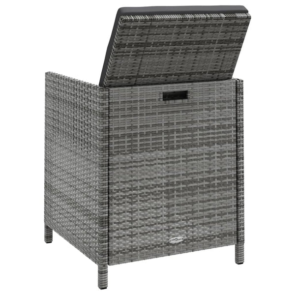 4-tlg. Gartenstuhl und Hocker Set Poly Rattan Grau