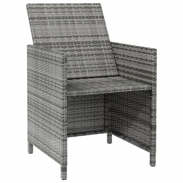 4-tlg. Gartenstuhl und Hocker Set Poly Rattan Grau