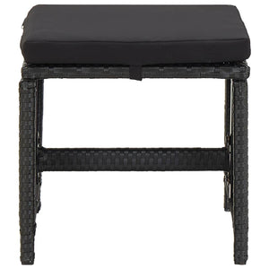 Gartenhocker mit Kissen 2 Stk. Poly Rattan Schwarz
