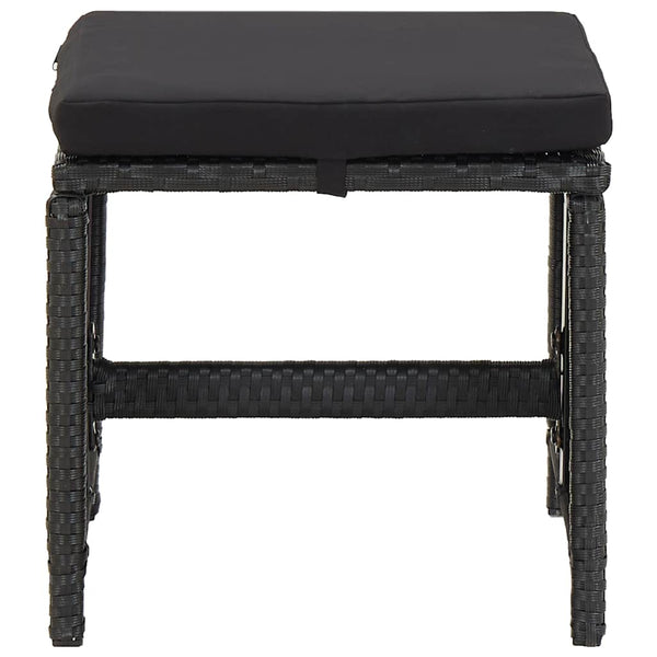 Gartenhocker mit Kissen 2 Stk. Poly Rattan Schwarz