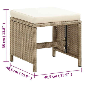 Gartenstühle mit Hocker 2 Stk. Poly Rattan Beige