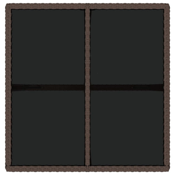 Gartentisch Braun 109x107x74 cm Poly Rattan und Glas