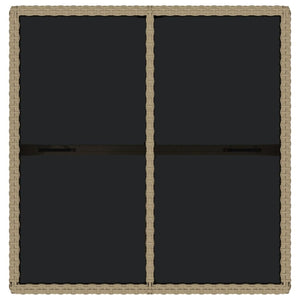 Gartentisch Beige 109x107x74 cm Poly Rattan und Glas