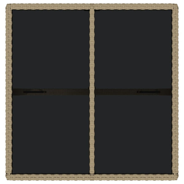 Gartentisch Beige 109x107x74 cm Poly Rattan und Glas