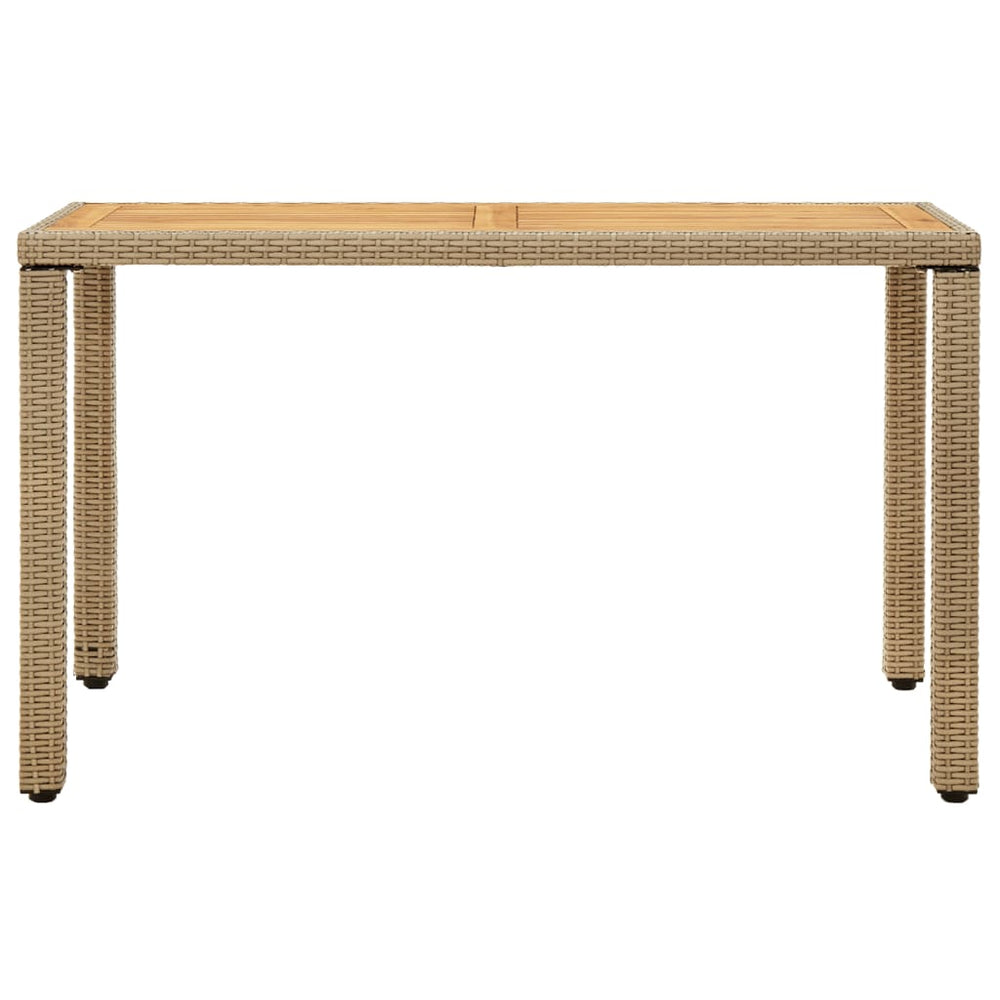 Gartentisch Beige 123x60x74 cm Poly Rattan & Massivholz Akazie