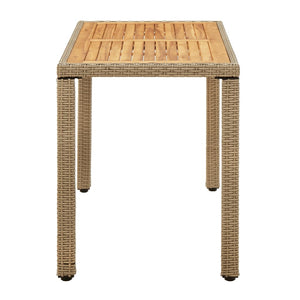 Gartentisch Beige 123x60x74 cm Poly Rattan & Massivholz Akazie