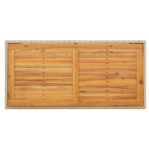 Gartentisch Beige 123x60x74 cm Poly Rattan & Massivholz Akazie