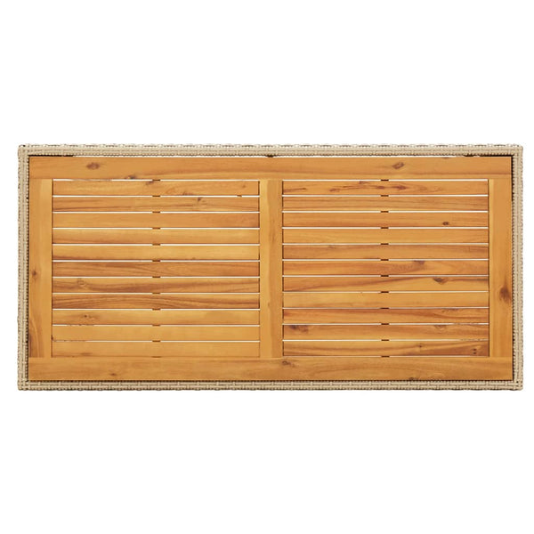 Gartentisch Beige 123x60x74 cm Poly Rattan & Massivholz Akazie