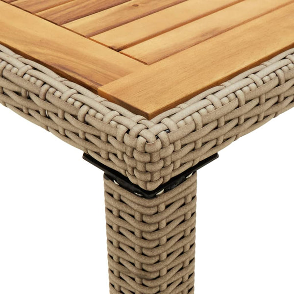 Gartentisch Beige 123x60x74 cm Poly Rattan & Massivholz Akazie