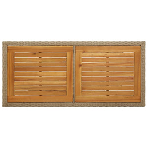 Gartentisch Beige Massivholz Akazie und Poly Rattan