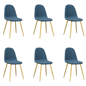 vidaXL Chaises de salle à manger 6 pcs Bleu velours