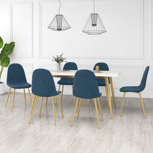 vidaXL Chaises de salle à manger 6 pcs Bleu velours