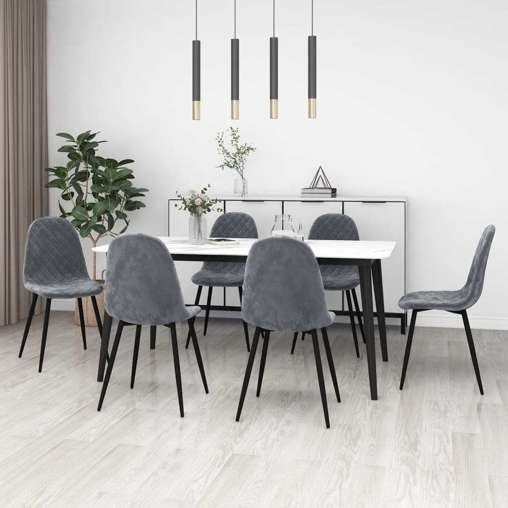 vidaXL Chaises de salle à manger 6 pcs Velours gris foncé