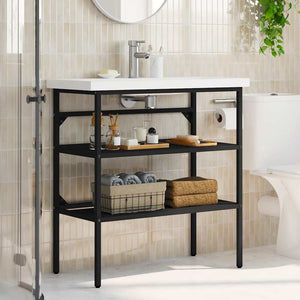 Schwarzes Waschtischgestell für Badezimmer, 79 cm