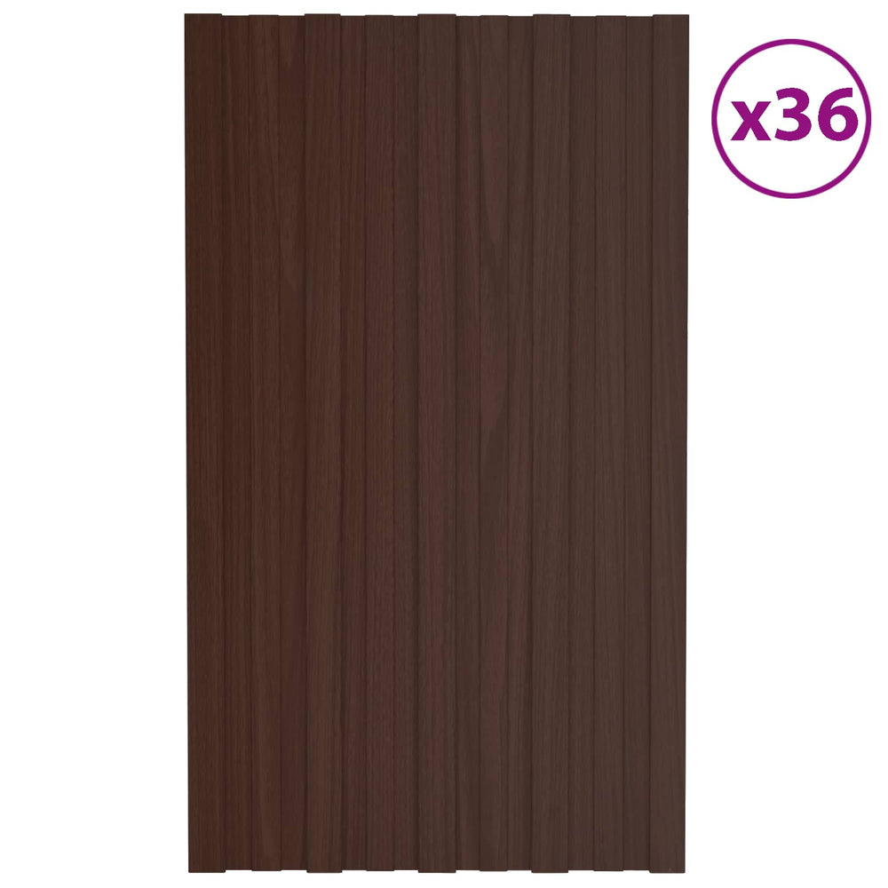 Braune Dachpaneele, 36 Stk., 80x45 cm, verzinkt