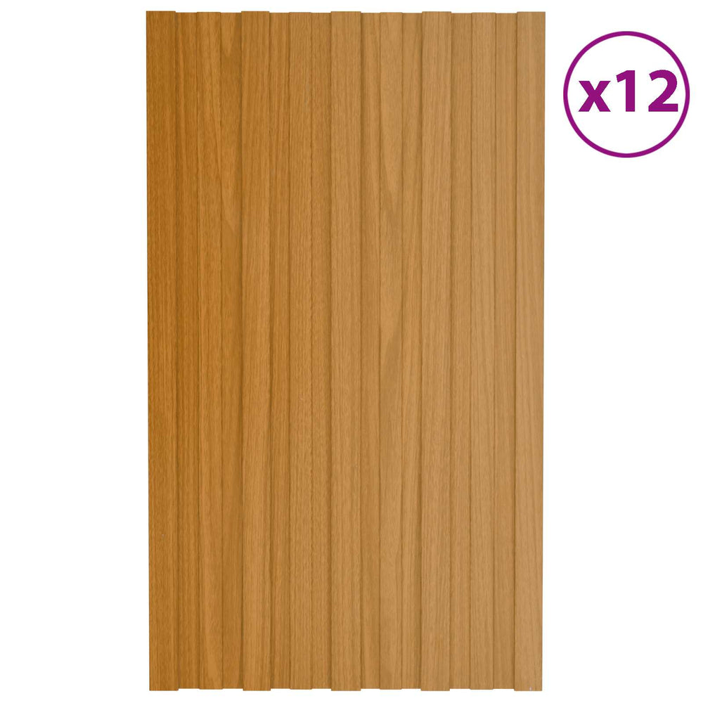 vidaXL Roof Panel 12 pcs Natural 80 x 45 cm Galvanized Steel