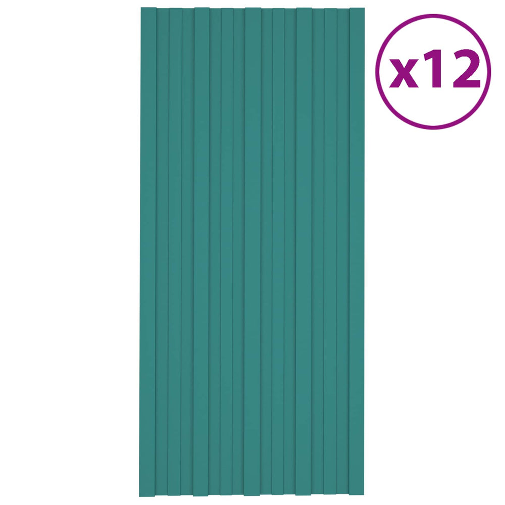 Grüne Dachpaneele, 12 Stk, 100x45 cm, Verzinkt